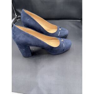 GIAGIANI BERNINI Women's Nude Smooth Laynne Round Cap-Toe Block-Heel Pumps 7.5 M